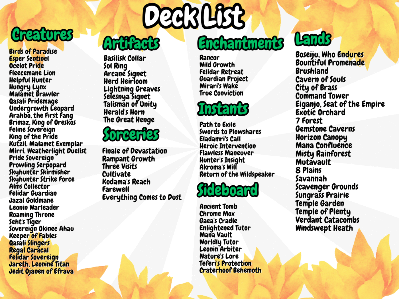 Cat Tribal MTG Proxy Commander Deck 10 WLP Arahbo 1